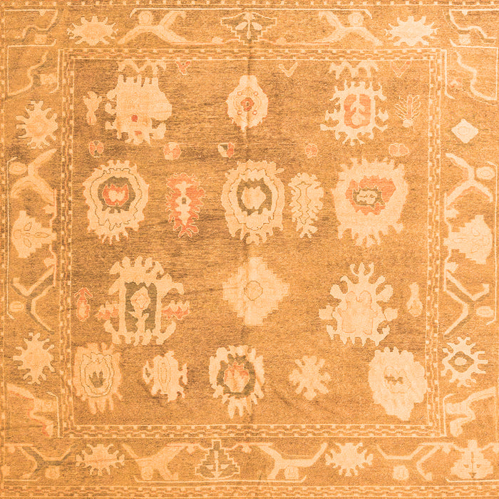 Square Machine Washable Abstract Orange Modern Area Rugs, wshabs4836org