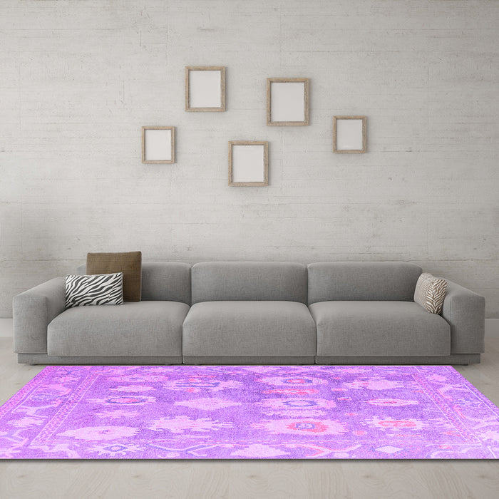 Machine Washable Abstract Purple Modern Area Rugs in a Living Room, wshabs4836pur