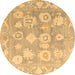 Round Abstract Brown Modern Rug, abs4836brn