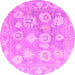 Round Machine Washable Abstract Pink Modern Rug, wshabs4836pnk