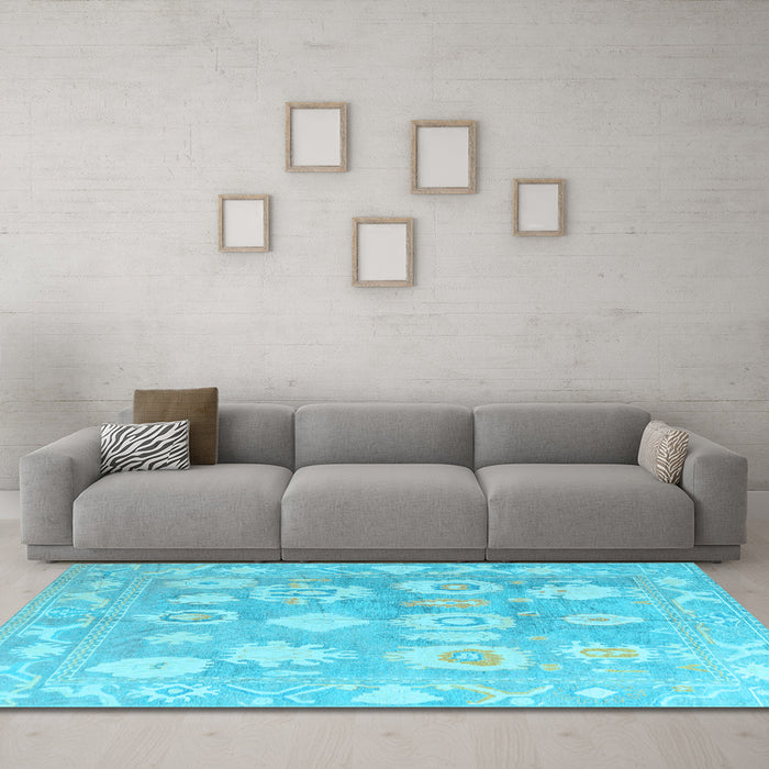 Machine Washable Abstract Light Blue Modern Rug in a Living Room, wshabs4836lblu