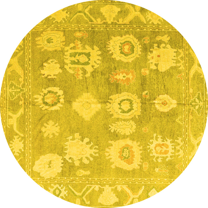 Round Machine Washable Abstract Yellow Modern Rug, wshabs4836yw