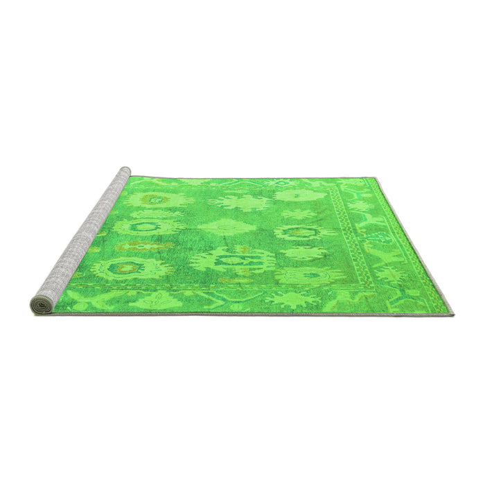 Sideview of Machine Washable Abstract Green Modern Area Rugs, wshabs4836grn