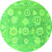 Round Machine Washable Abstract Green Modern Area Rugs, wshabs4836grn