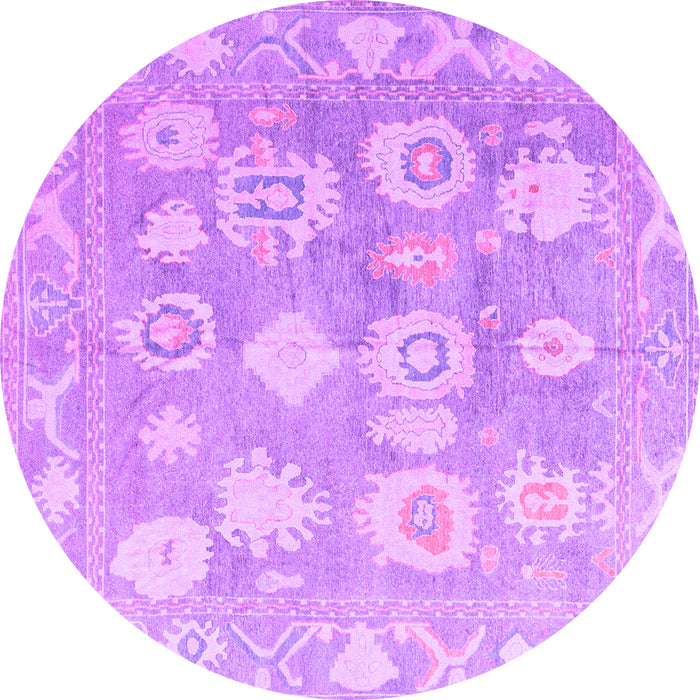 Round Machine Washable Abstract Purple Modern Area Rugs, wshabs4836pur