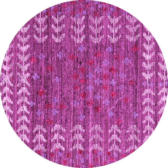 Round Machine Washable Abstract Pink Modern Rug, wshabs4837pnk