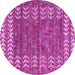 Round Machine Washable Abstract Pink Modern Rug, wshabs4837pnk