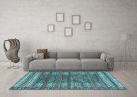 Machine Washable Abstract Light Blue Modern Rug, wshabs4837lblu