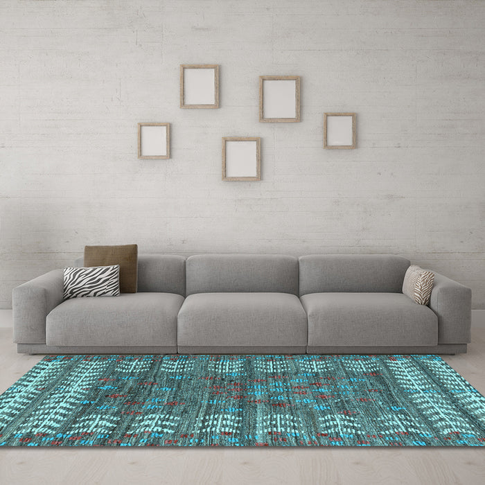 Machine Washable Abstract Light Blue Modern Rug in a Living Room, wshabs4837lblu