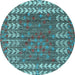 Round Machine Washable Abstract Light Blue Modern Rug, wshabs4837lblu