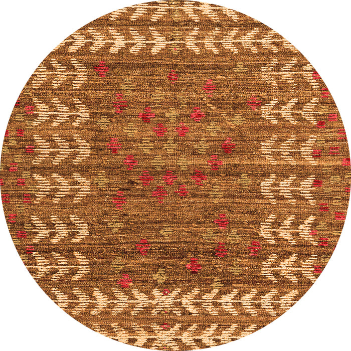 Round Machine Washable Abstract Orange Modern Area Rugs, wshabs4837org