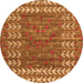 Round Machine Washable Abstract Orange Modern Area Rugs, wshabs4837org