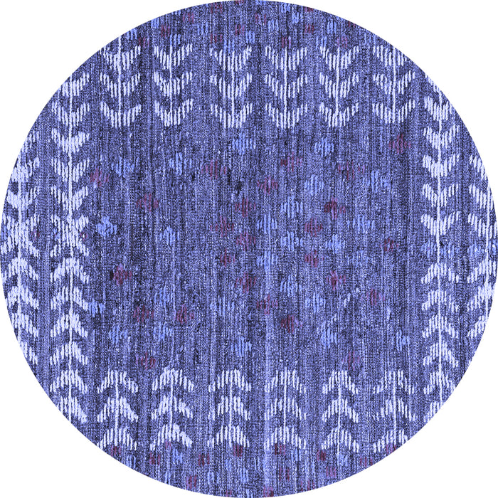 Round Abstract Blue Modern Rug, abs4837blu
