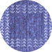 Round Abstract Blue Modern Rug, abs4837blu