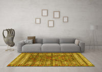 Machine Washable Abstract Yellow Modern Rug, wshabs4837yw