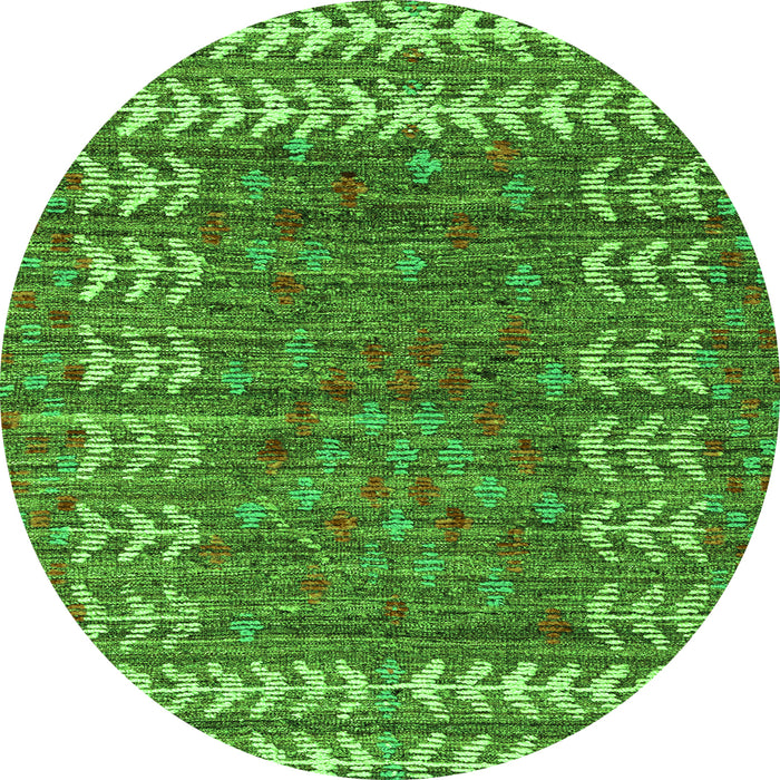 Round Abstract Green Modern Rug, abs4837grn