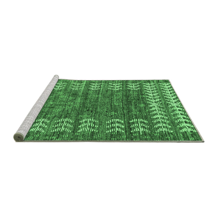 Sideview of Machine Washable Abstract Emerald Green Modern Area Rugs, wshabs4837emgrn