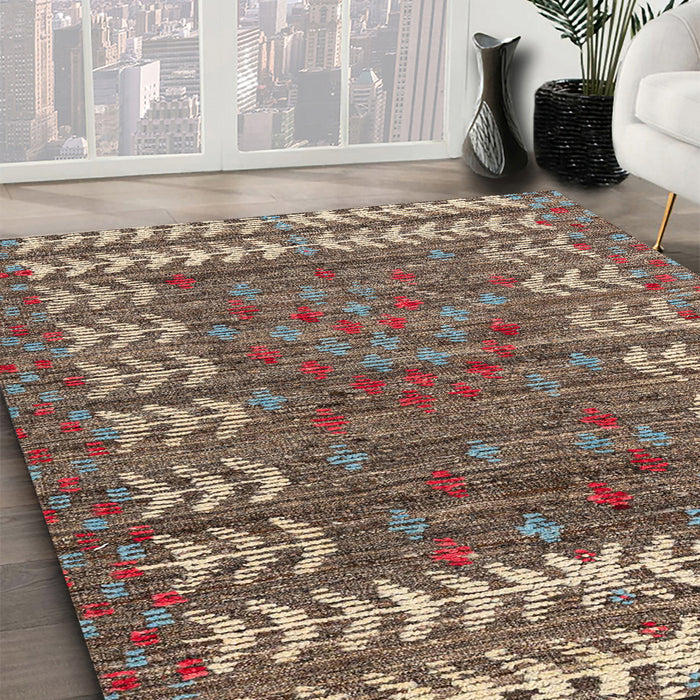 Abstract Camel Brown Modern Rug in Family Room, abs4837