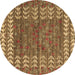 Round Abstract Brown Modern Rug, abs4837brn