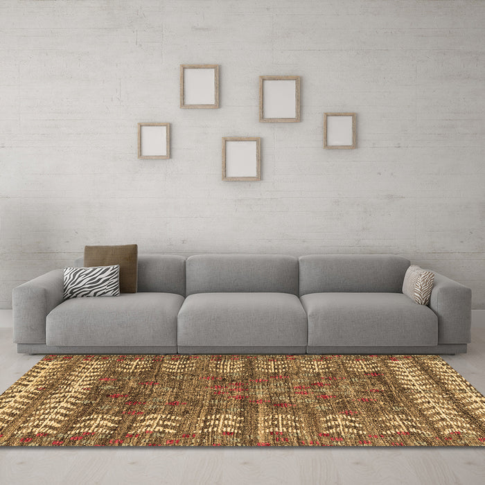Machine Washable Abstract Brown Modern Rug in a Living Room,, wshabs4837brn