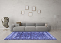 Machine Washable Abstract Blue Modern Rug, wshabs4837blu