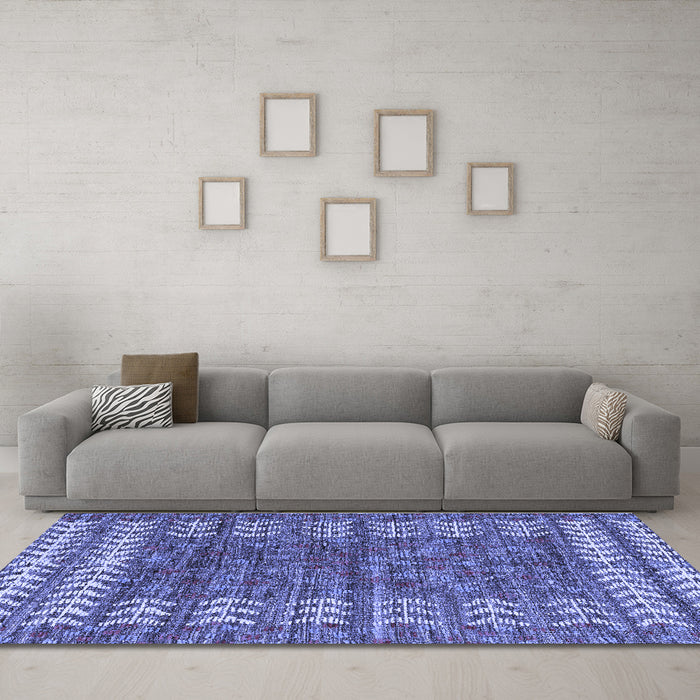 Machine Washable Abstract Blue Modern Rug in a Living Room, wshabs4837blu