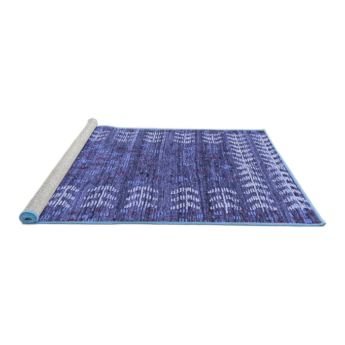 Sideview of Machine Washable Abstract Blue Modern Rug, wshabs4837blu