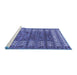 Sideview of Machine Washable Abstract Blue Modern Rug, wshabs4837blu