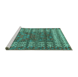 Sideview of Machine Washable Abstract Turquoise Modern Area Rugs, wshabs4837turq