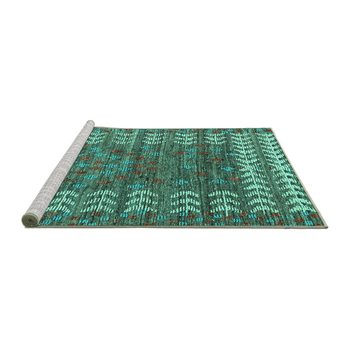 Sideview of Machine Washable Abstract Turquoise Modern Area Rugs, wshabs4837turq