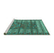 Sideview of Machine Washable Abstract Turquoise Modern Area Rugs, wshabs4837turq