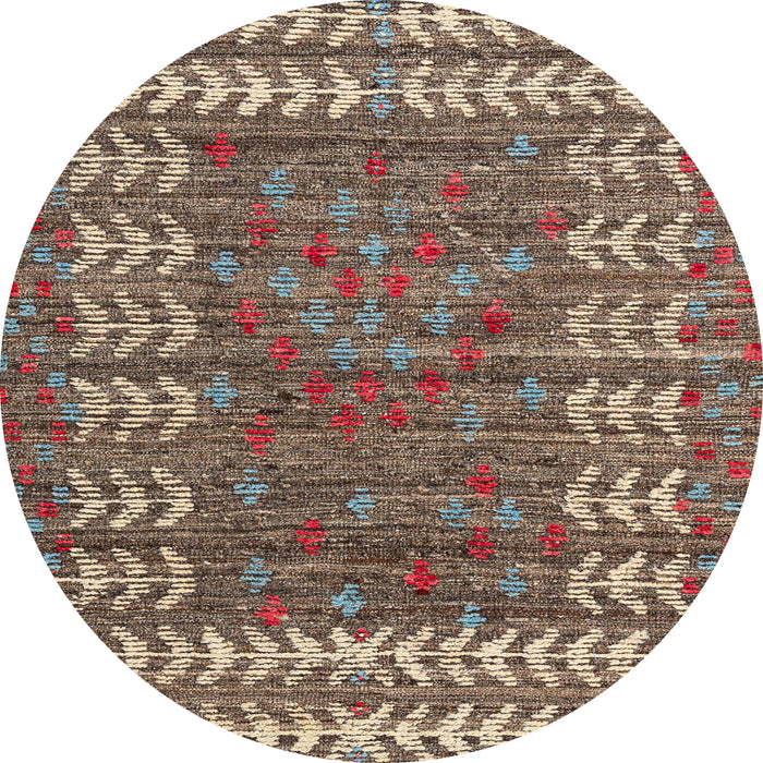 Round Abstract Camel Brown Modern Rug, abs4837