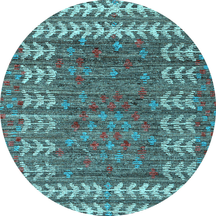 Round Abstract Light Blue Modern Rug, abs4837lblu