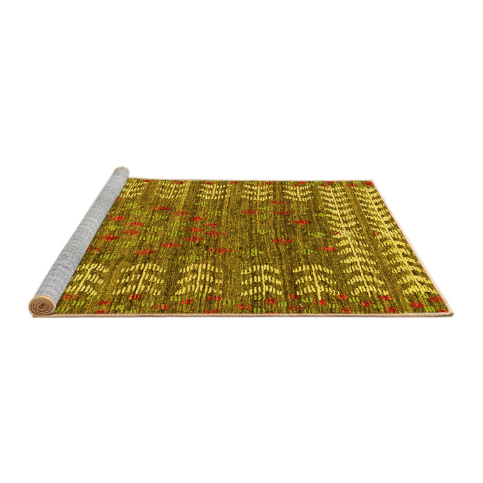 Sideview of Machine Washable Abstract Yellow Modern Rug, wshabs4837yw