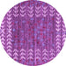 Round Machine Washable Abstract Purple Modern Area Rugs, wshabs4837pur