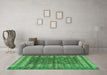 Machine Washable Abstract Emerald Green Modern Area Rugs in a Living Room,, wshabs4837emgrn