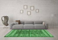 Machine Washable Abstract Emerald Green Modern Rug, wshabs4837emgrn