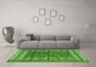 Machine Washable Abstract Green Modern Area Rugs in a Living Room,, wshabs4837grn