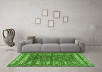 Machine Washable Abstract Green Modern Rug, wshabs4837grn