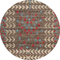 Round Machine Washable Abstract Camel Brown Rug, wshabs4837