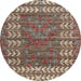 Round Machine Washable Abstract Camel Brown Rug, wshabs4837