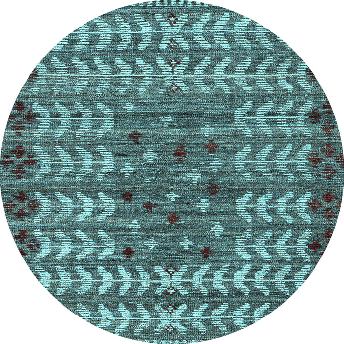 Round Abstract Light Blue Modern Rug, abs4838lblu