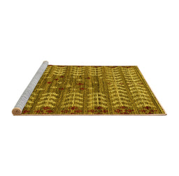 Sideview of Machine Washable Abstract Yellow Modern Rug, wshabs4838yw