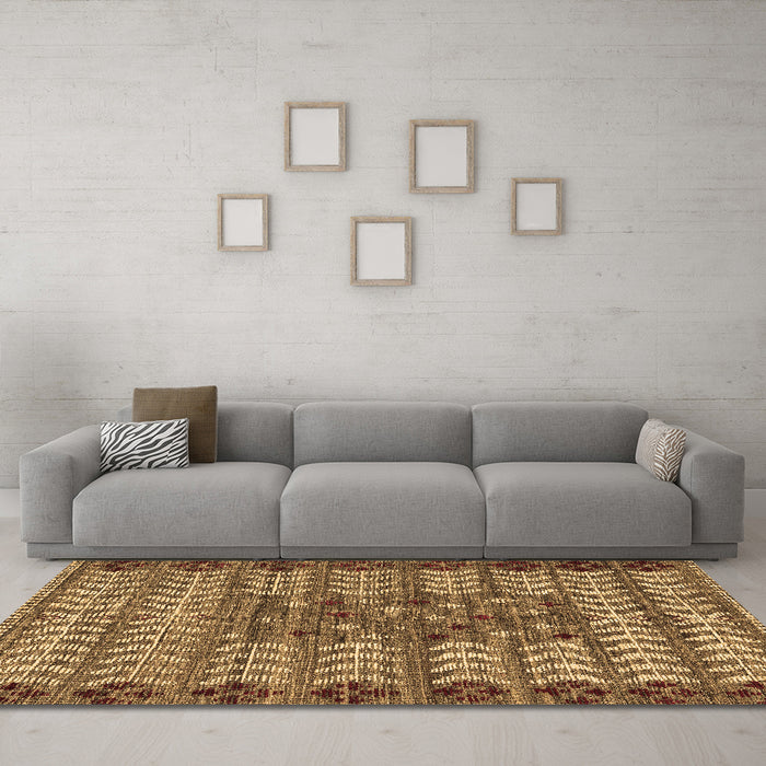 Machine Washable Abstract Brown Modern Rug in a Living Room,, wshabs4838brn