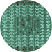 Round Machine Washable Abstract Turquoise Modern Area Rugs, wshabs4838turq