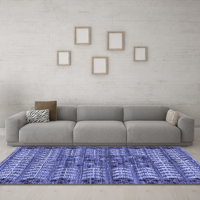 Machine Washable Abstract Blue Modern Rug in a Living Room, wshabs4838blu