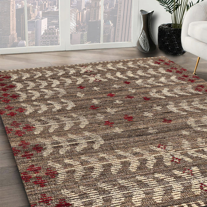 Abstract Camel Brown Modern Rug in Family Room, abs4838