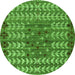 Round Abstract Green Modern Rug, abs4838grn