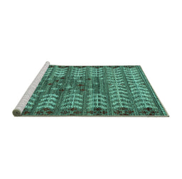 Sideview of Machine Washable Abstract Turquoise Modern Area Rugs, wshabs4838turq