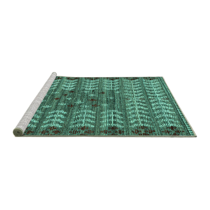 Sideview of Machine Washable Abstract Turquoise Modern Area Rugs, wshabs4838turq